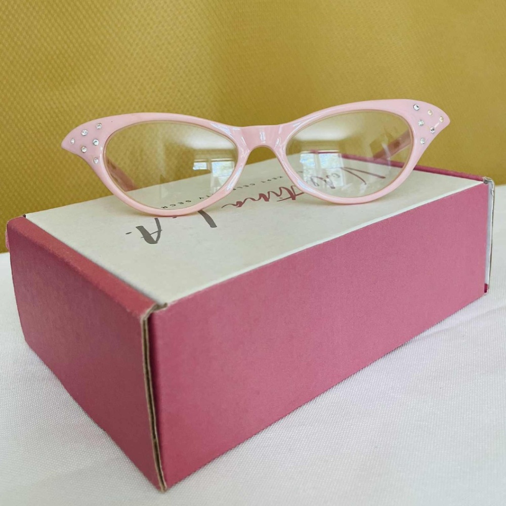 Pink Cat Eye Glasses Barbie Look – Rhinestone Retro Non-Prescription Frames
